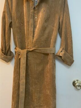 Tommy Hilfiger Women's Cognac Corduroy Long-Sleeve Shirt Dress